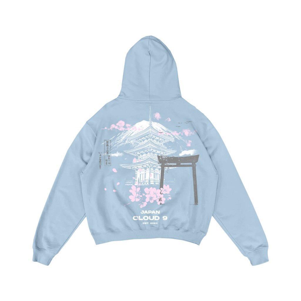 White Hoodie Japan Mount Fuji