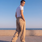 Formal cream lose fit trousers